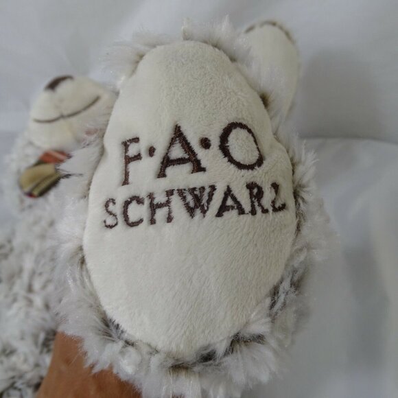 FAO Schwartz Bow Tie Plush Teddy Bear Stuffed Animal Curly Frosty Hair Brown 18" - Picture 8 of 8